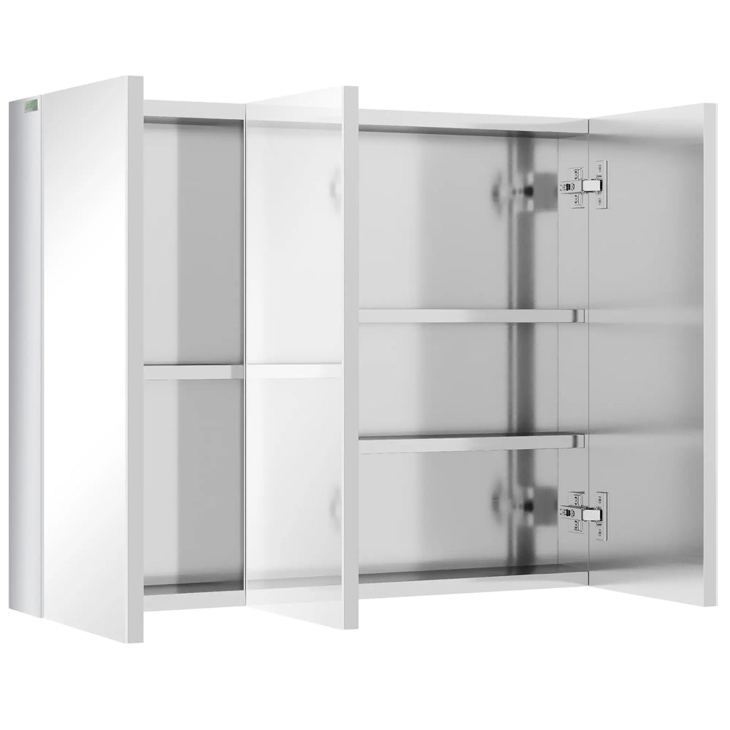 kleankin Spiegelschrank Badezimmerschrank Wandmontage Spiegeltüren Edelstahl
