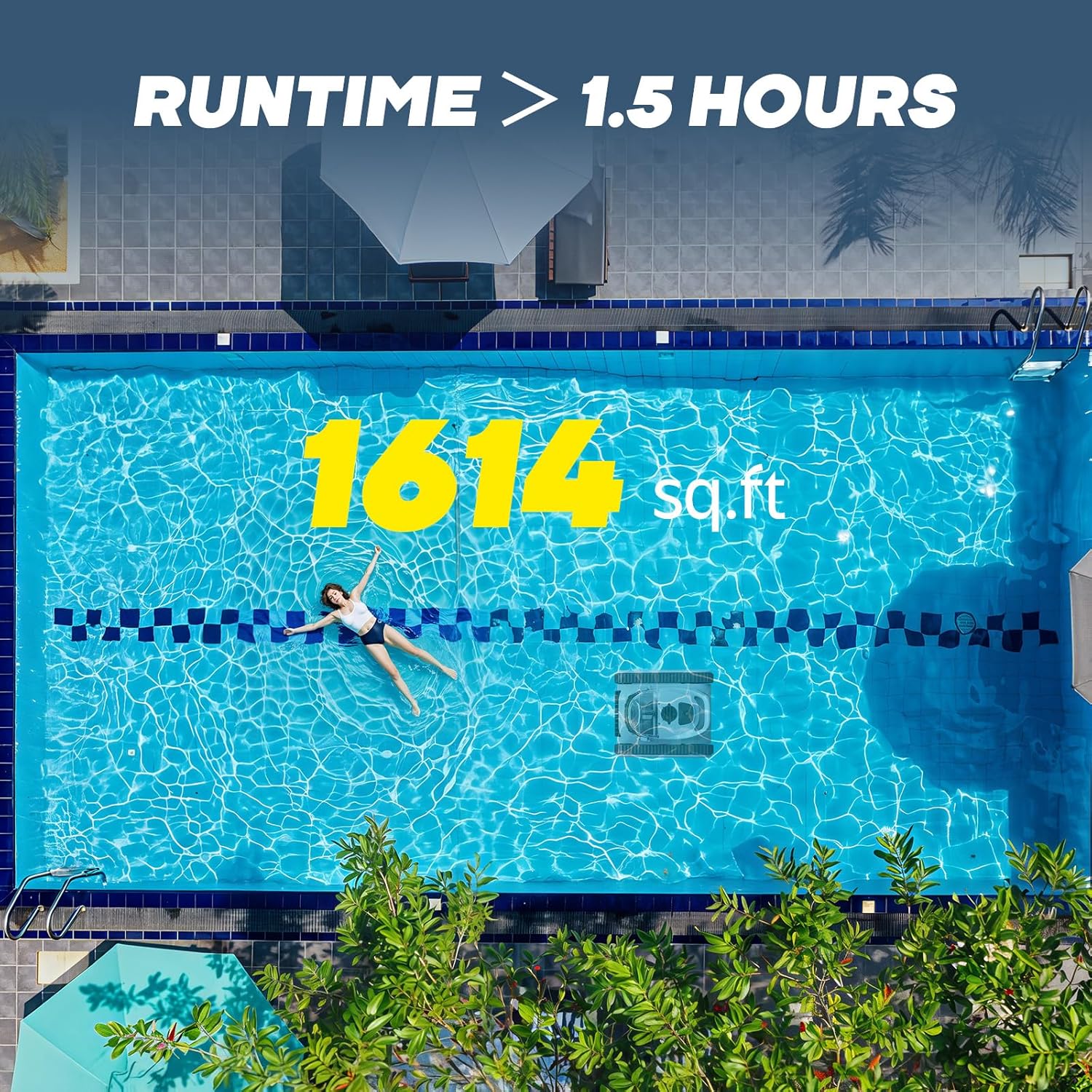 Crab Kabelloser Roboter-Poolsauger, Wandklettern, automatischer Poolreiniger, geeignet für Wände und Böden von 150 m² großen Pools