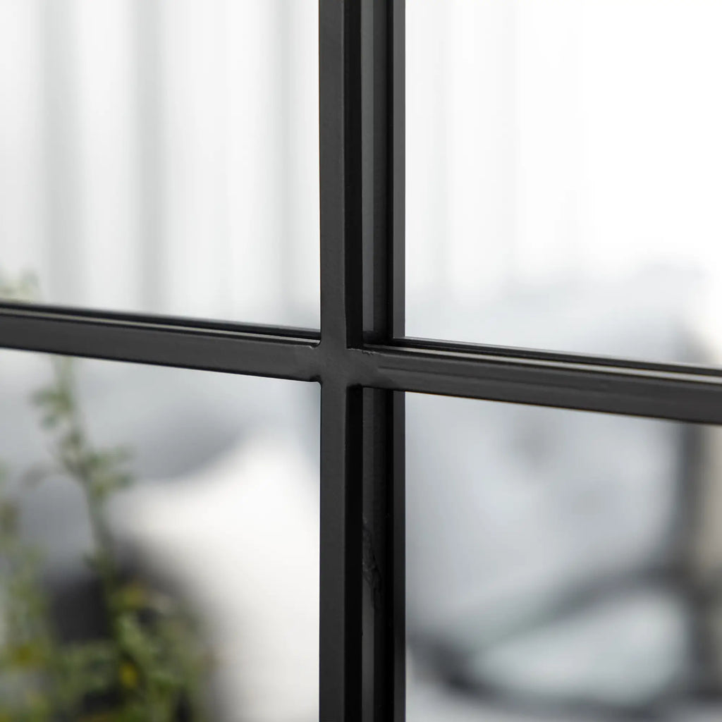HOMCOM Wandspiegel Fensterspiegel bogenförmig einfache Wandmontage
