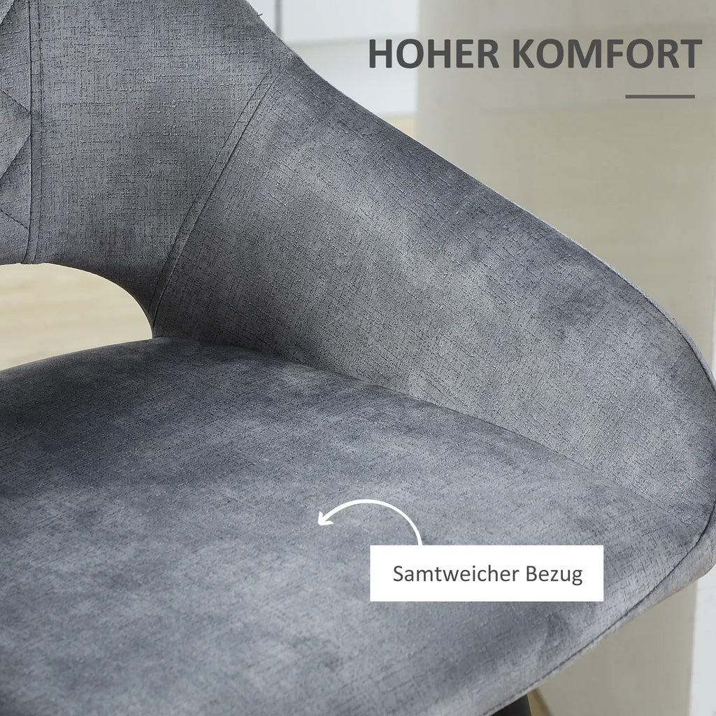 HOMCOM Barhocker 2er-Set mit Rückenlehne und Fußstütze grau