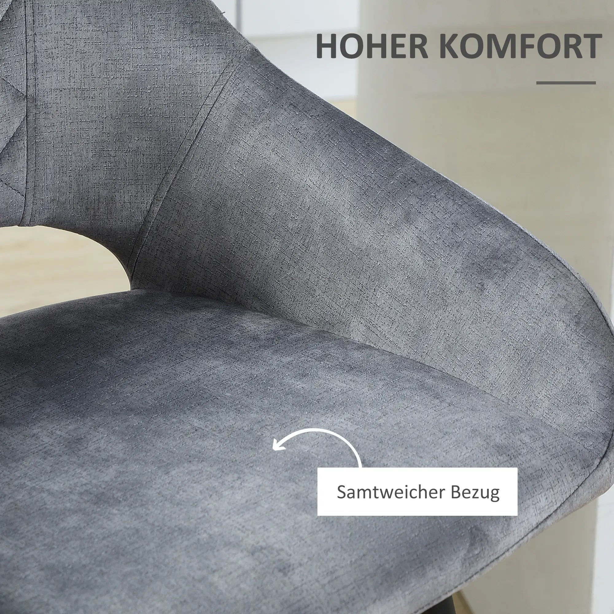 HOMCOM Barhocker 2er-Set mit Rückenlehne und Fußstütze grau