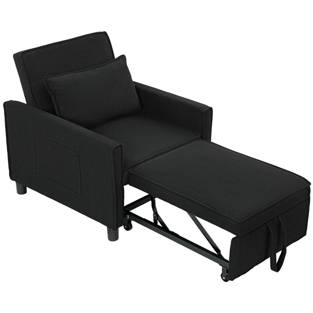 HOMCOM Schlafsessel Klappbett 3in1 verstellbar mit Rollen