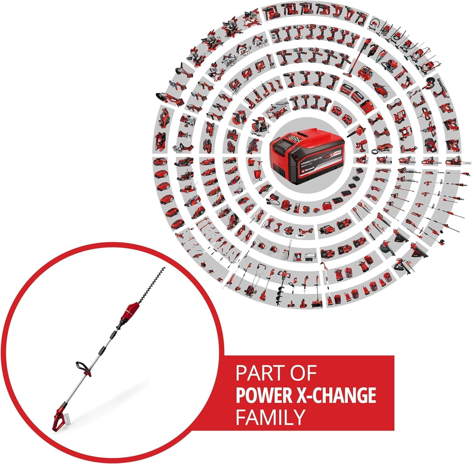 Einhell Akku-Teleskop-Heckenschere GE-HH 18/45 Li T-Solo Power X-Change (Li-Ion, 18 V, 45 cm Schwertlnge, Messer aus diamantgeschliffenem Stahl, ohne Akku und Ladegert)