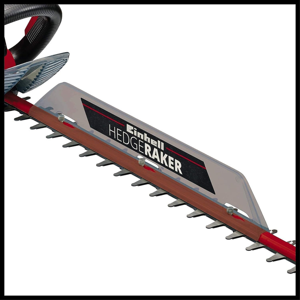 Einhell Elektro-Heckenschere GE-EH 7067 (700 W, Messer aus  geschnittenem u. diamantgeschliffenem Stahl, Metallgetriebe, Stoschutz, inkl. Kcher)