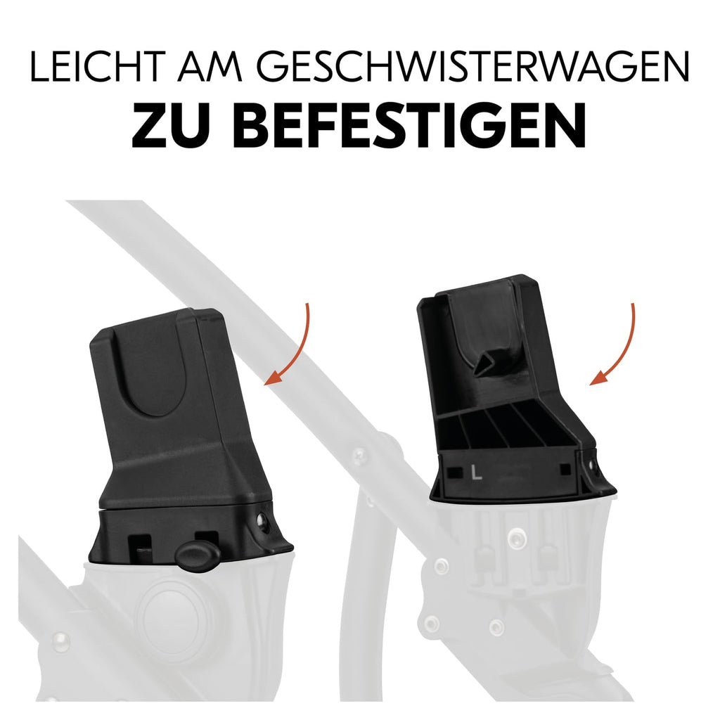hauck Duett 2 Geschwisterwagen inkl. Regenschutz für Kinder bis je 15 kg, Hauptsitz umbaubar zur Babywanne ab Geburt mit Liegeposition, Zweitsitz Abnehmbar, Höhenverstellbar (Black Forest)