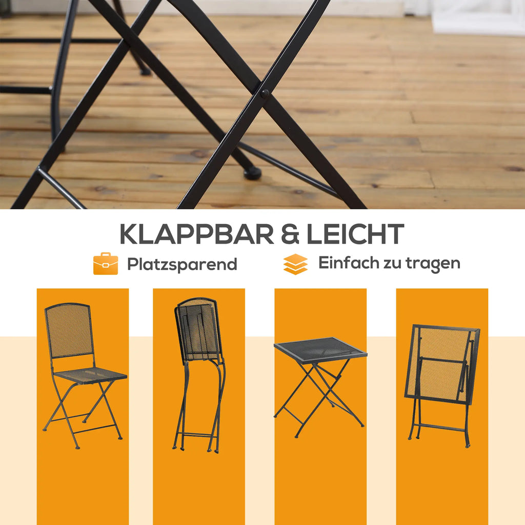 Outsunny Bistroset 3-teilig klappbar wetterfest Outdoor grau