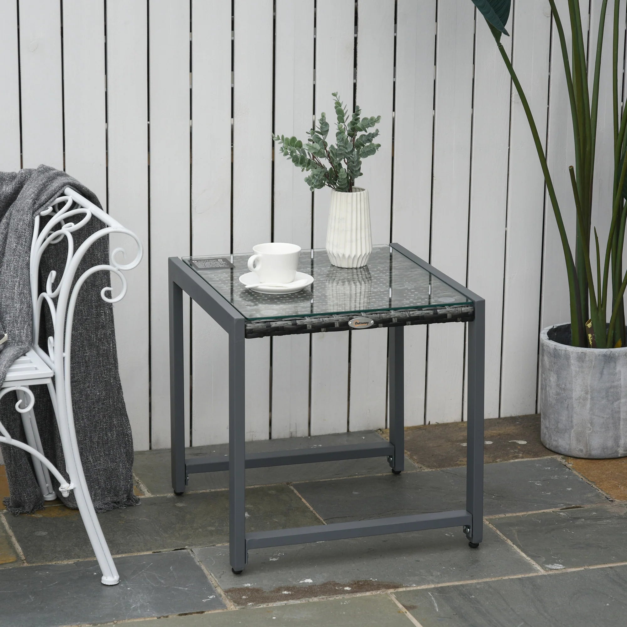 Outsunny Gartentisch Beistelltisch wetterfest flexibel Aluminium