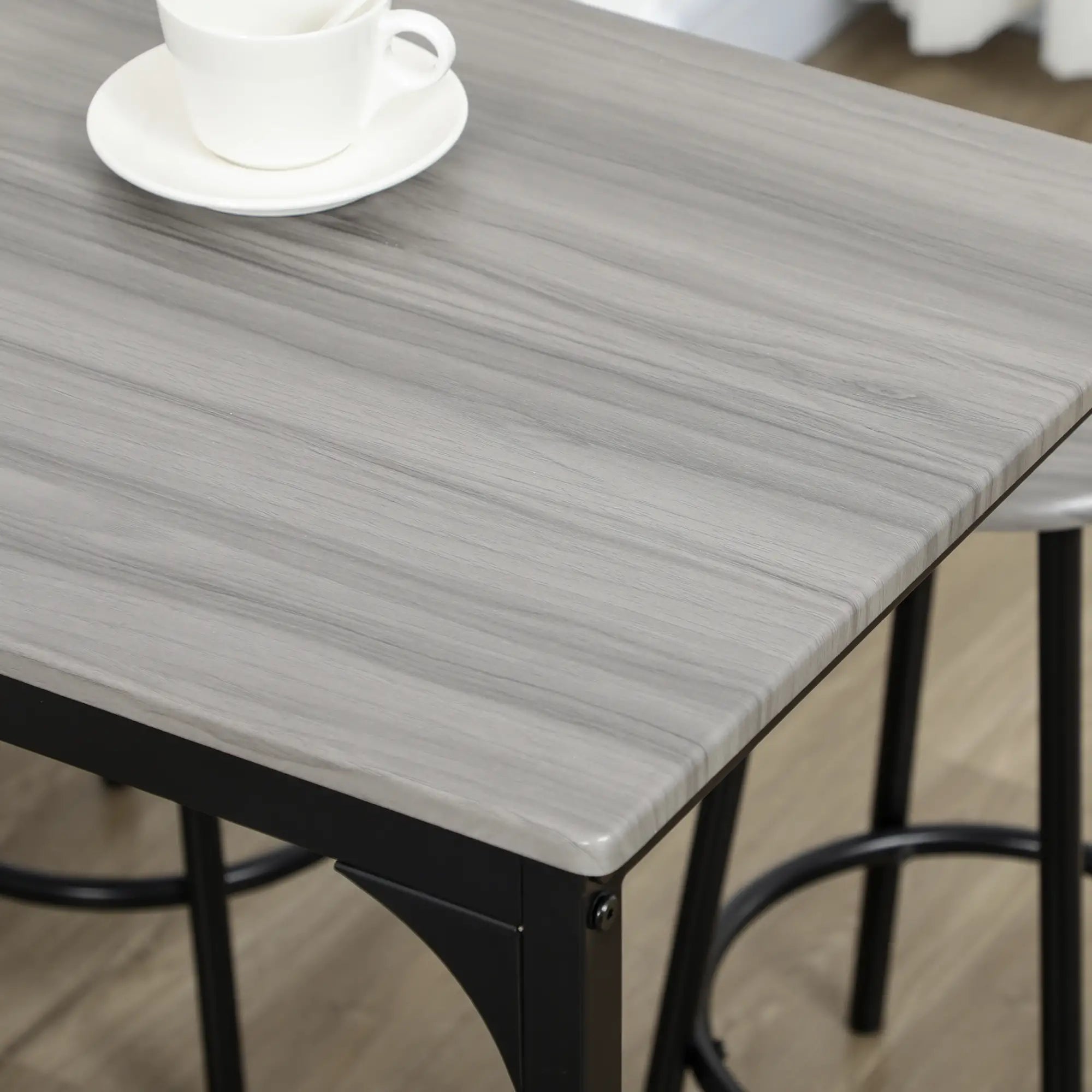 HOMCOM 5-tlg. Bartisch-Set im Industriedesign, Grau