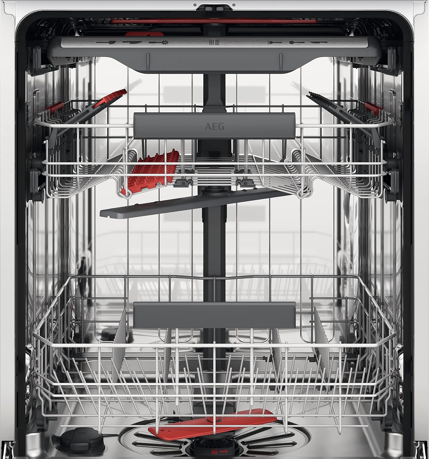 AEG Vollintegrierter Geschirrspüler 60cm, Spülmaschine Serie 7000: mit Glasschutz, Energieklasse A, Besteckschublade, personalisierte Zeit-Steuerung, leise 41dB, ComfortRails, Wasserstopp, FSE7676AP