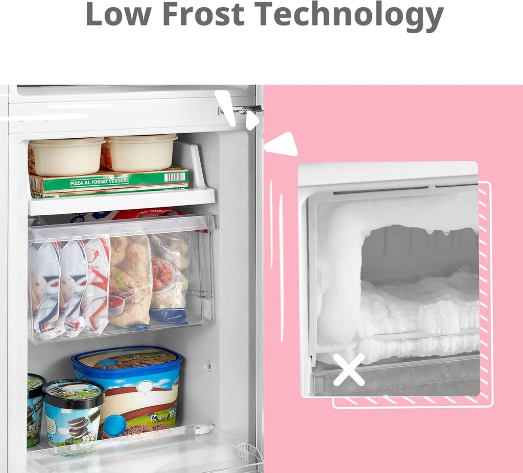 Comfee' RCB169DK3 Kühlschrank mit Gefrierfach 150cm Höhe/Kühl-/Gefrierkombination/Low Frost/174L/leise Kühlgefrierkombi 38dB/Einstellbare Kühlschranktemperatur/LED-Licht/156 kWh/Jahr/Schwarz