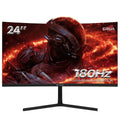 CRUA 24" 180 Hz Curved Gaming-Monitor - FHD 1080P rahmenloser Computermonitor, AMD Freesync, geringe Bewegungsunschärfe, DP- und HDMI-Anschluss, Schwarz