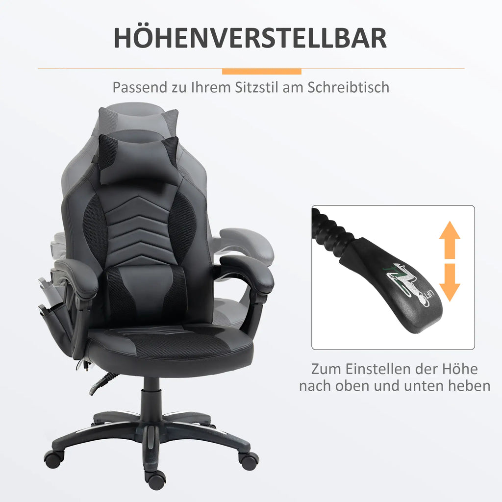 HOMCOM Gamingstuhl Massagefunktion Heizfunktion ergonomisch