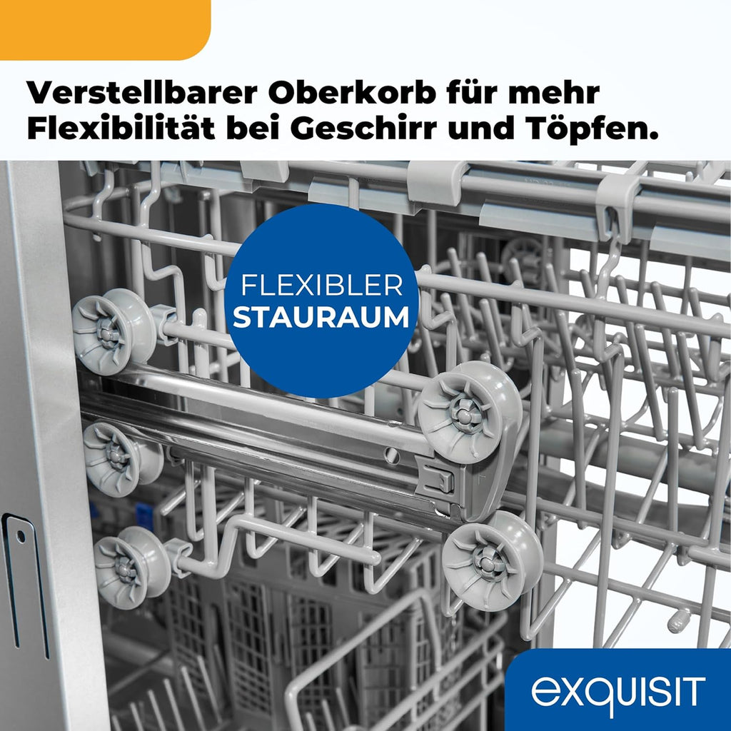 Exquisit Geschirrspüler, 9 Maßgedecke, Spülmaschine 45 cm, Power+, ECO-Modus, Geschirrspüler 45 cm, GSP59109-030E silber