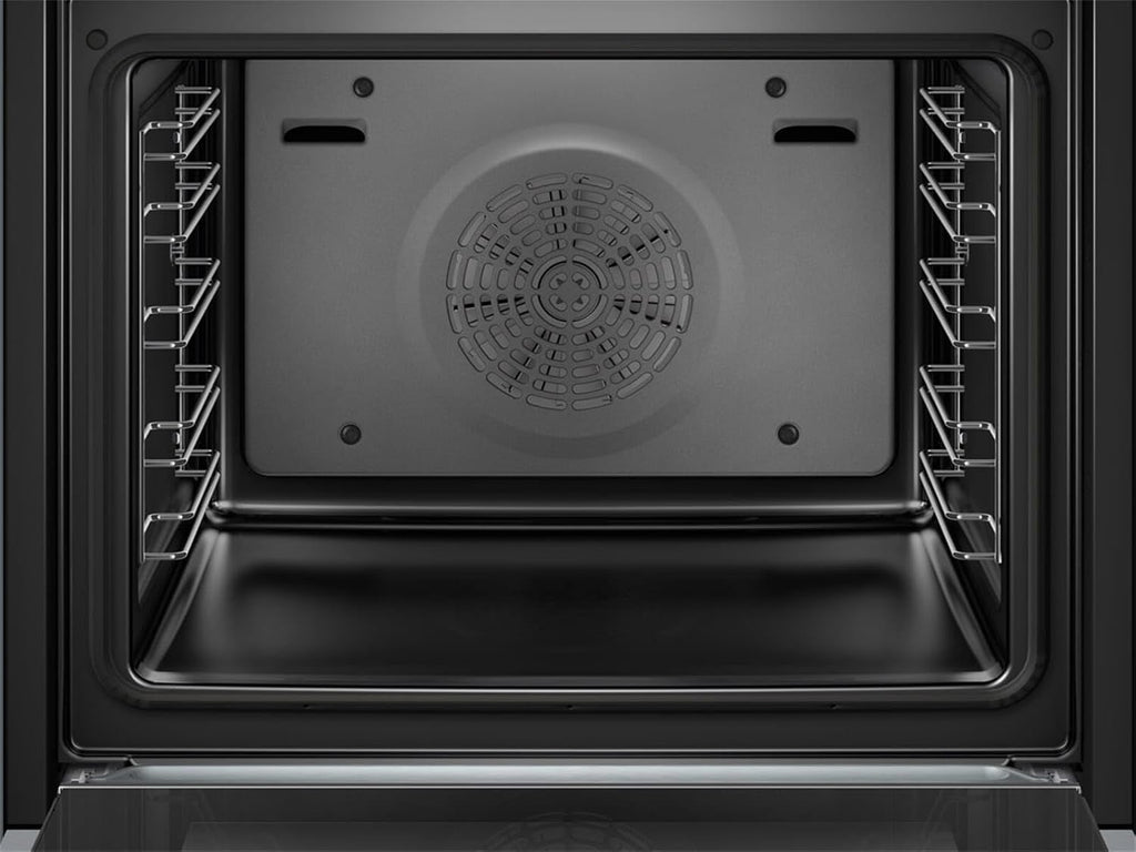 Bosch HMG7361B1, Serie 8 smarter Einbau-Backofen mit Mikrowellenfunktion, 60 x 60 cm, Made in Germany, Schwarz, Air Fry, Digitaler Bedienring, Touchdisplay, Automatikprogramme, Reinigungsunterstützung