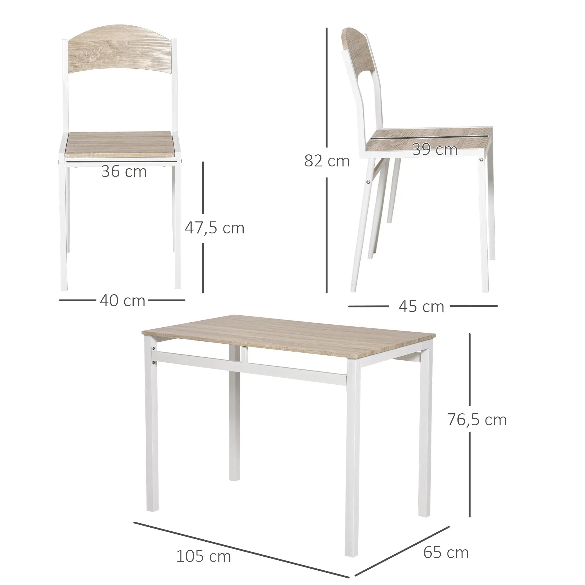 HOMCOM Essgruppe 5-teilig Landhausstil vielseitig einsetzbar