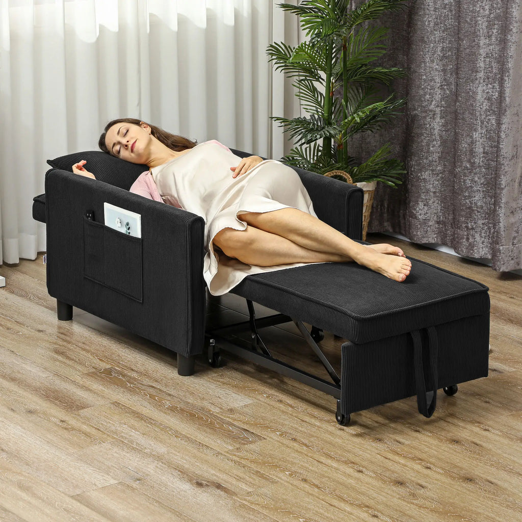 HOMCOM Schlafsessel Klappbett 3in1 verstellbar mit Rollen