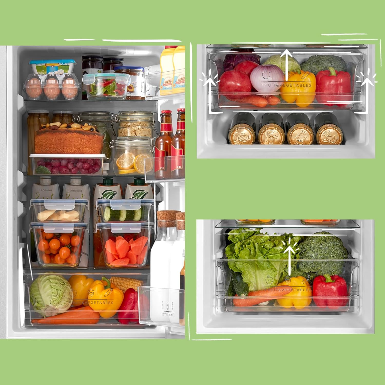 Comfee' RCB169DK3 Kühlschrank mit Gefrierfach 150cm Höhe/Kühl-/Gefrierkombination/Low Frost/174L/leise Kühlgefrierkombi 38dB/Einstellbare Kühlschranktemperatur/LED-Licht/156 kWh/Jahr/Schwarz