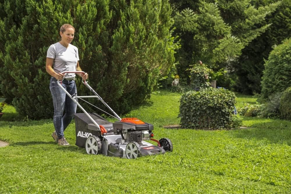 AL-KO Benzin-Rasenmäher Easy 5.10 SP-S (51 cm Schnittbreite, 2.3 kW Motorleistung, zentrale Schnitthöhenverstellung, Robustes Stahlblechgehäuse, mit Hinterrad-Antrieb, für Rasenflächen bis 1800 m²)