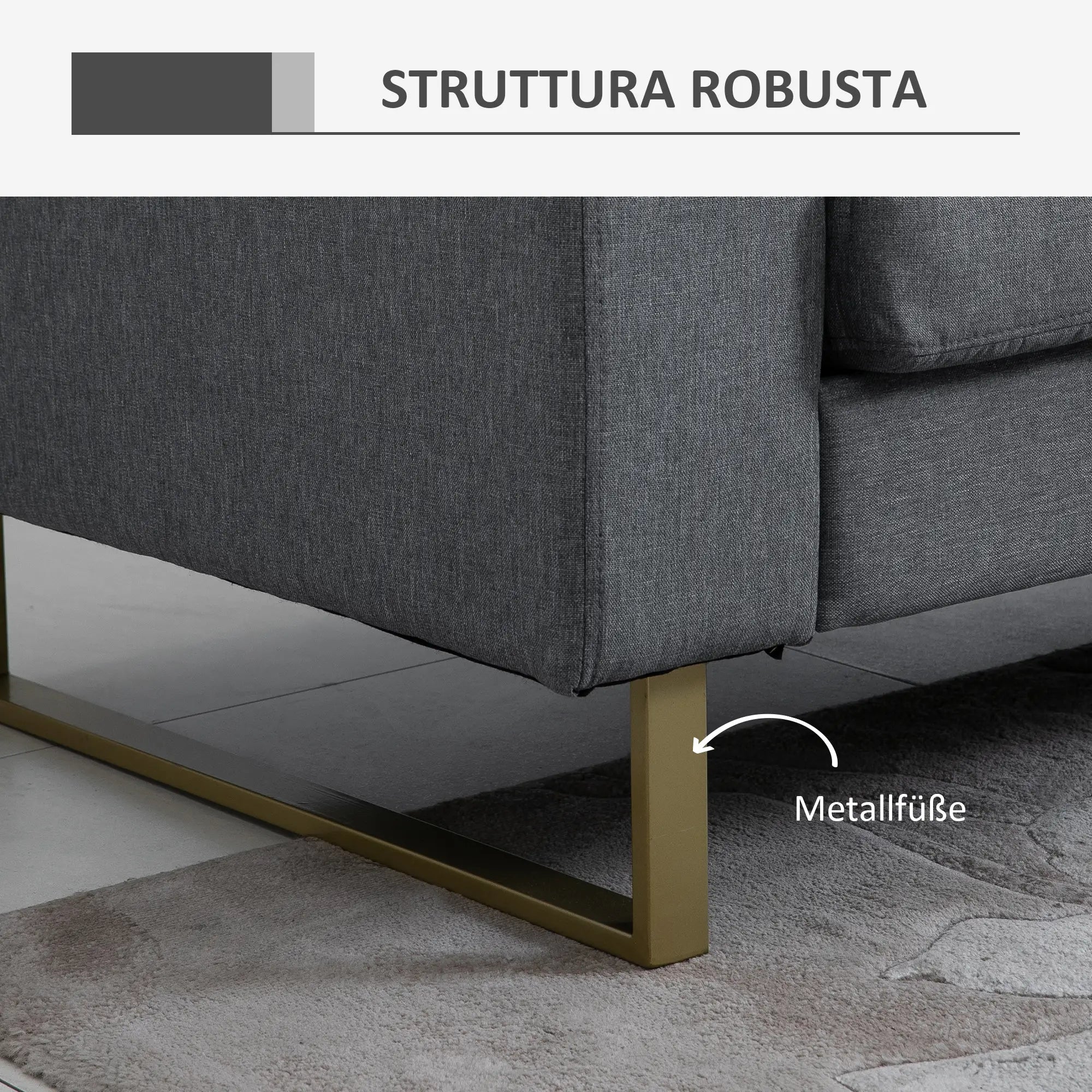 HOMCOM 3-Sitzer Sofa minimalistisches Design hoher Komfort Dunkelgrau