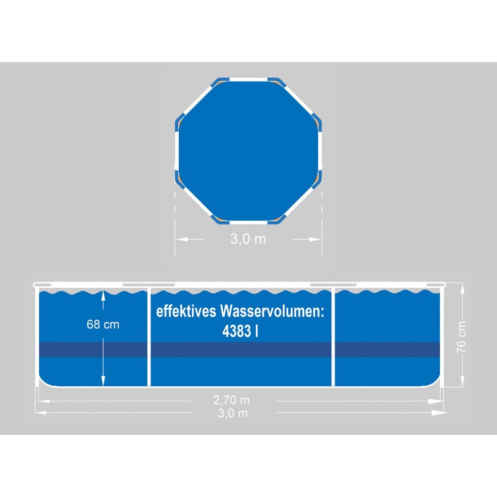 CRIVIT Metal-Frame-Pool, Ø 300 x H 76 cm, inkl. Filterpumpe - B-Ware neuwertig