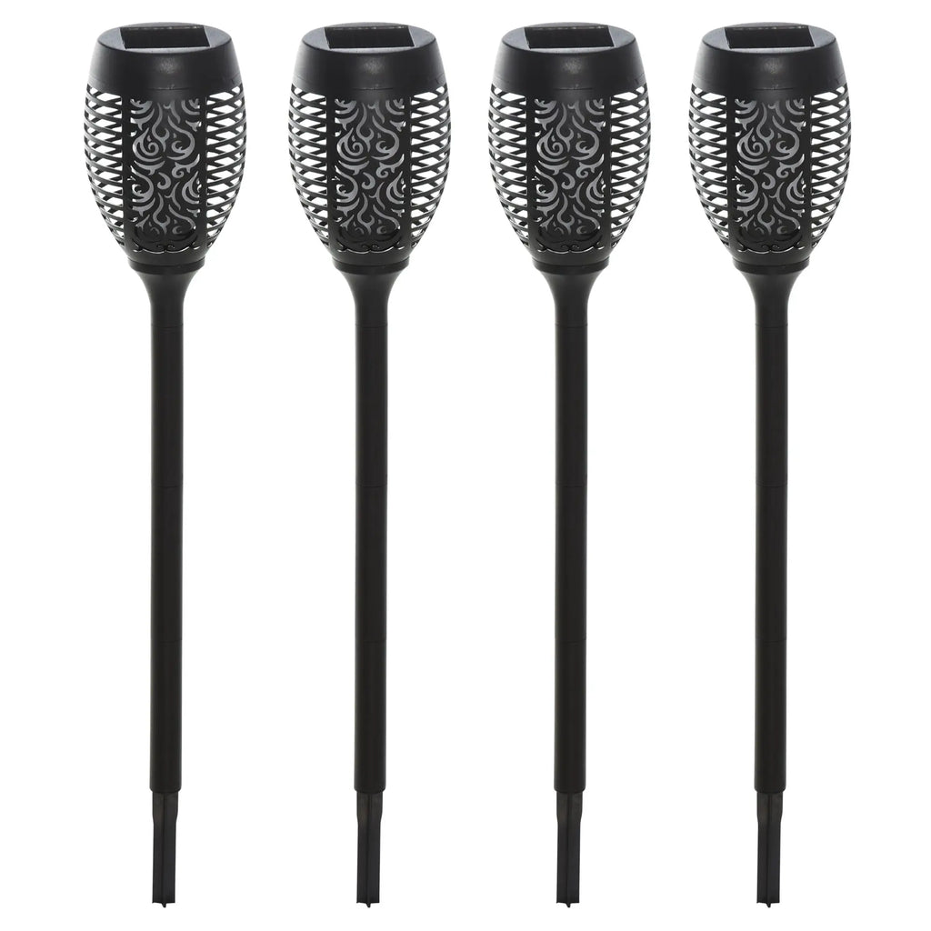 Outsunny Solar Gartenleuchte 4er-Set LED flackerndes Licht Outdoor