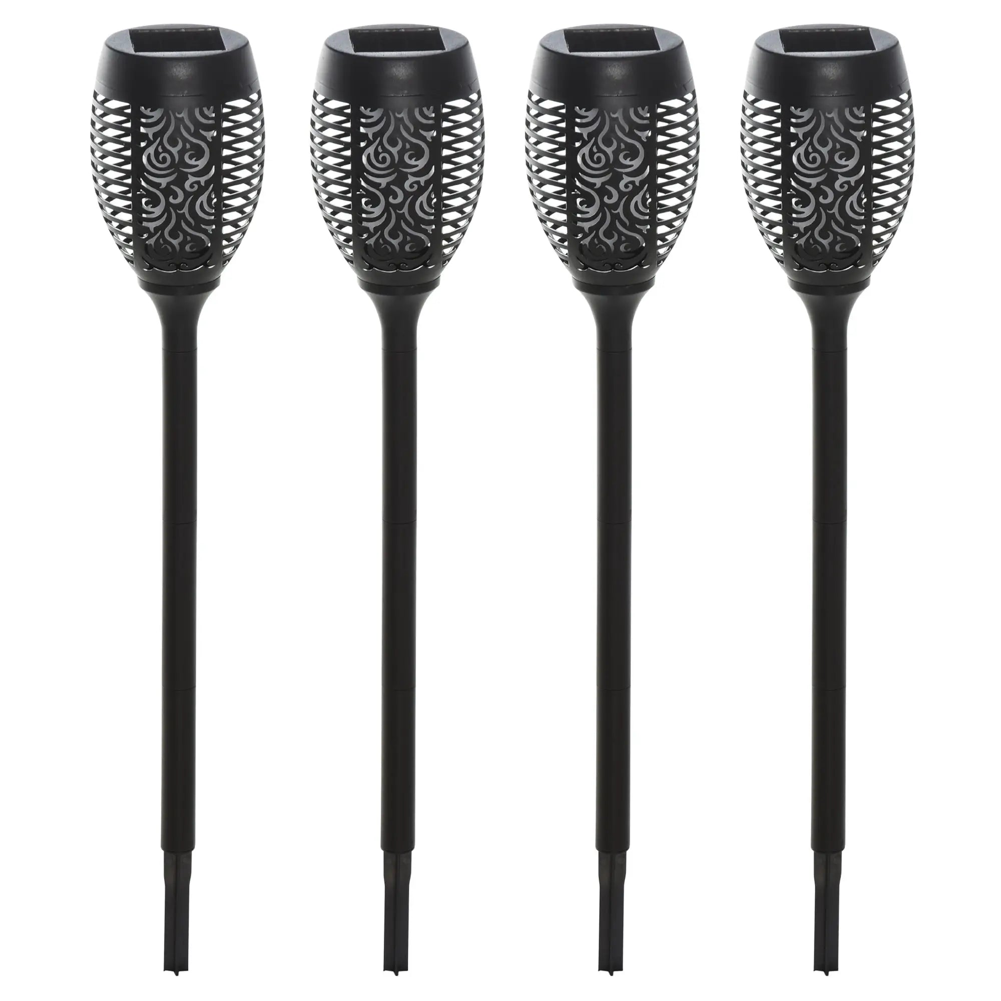 Outsunny Solar Gartenleuchte 4er-Set LED flackerndes Licht Outdoor