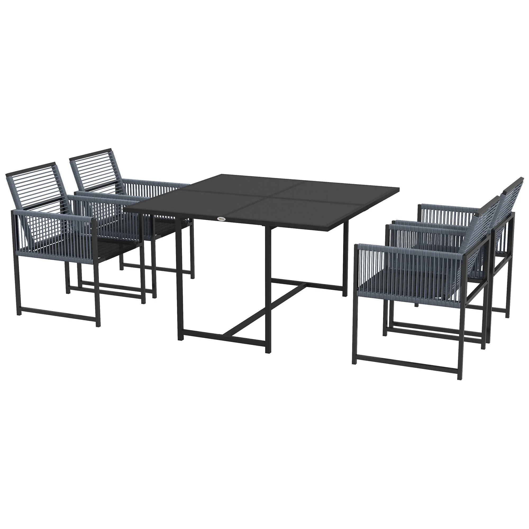 Outsunny Gartenmöbel-Set 4-Sitzer platzsparend klappbar