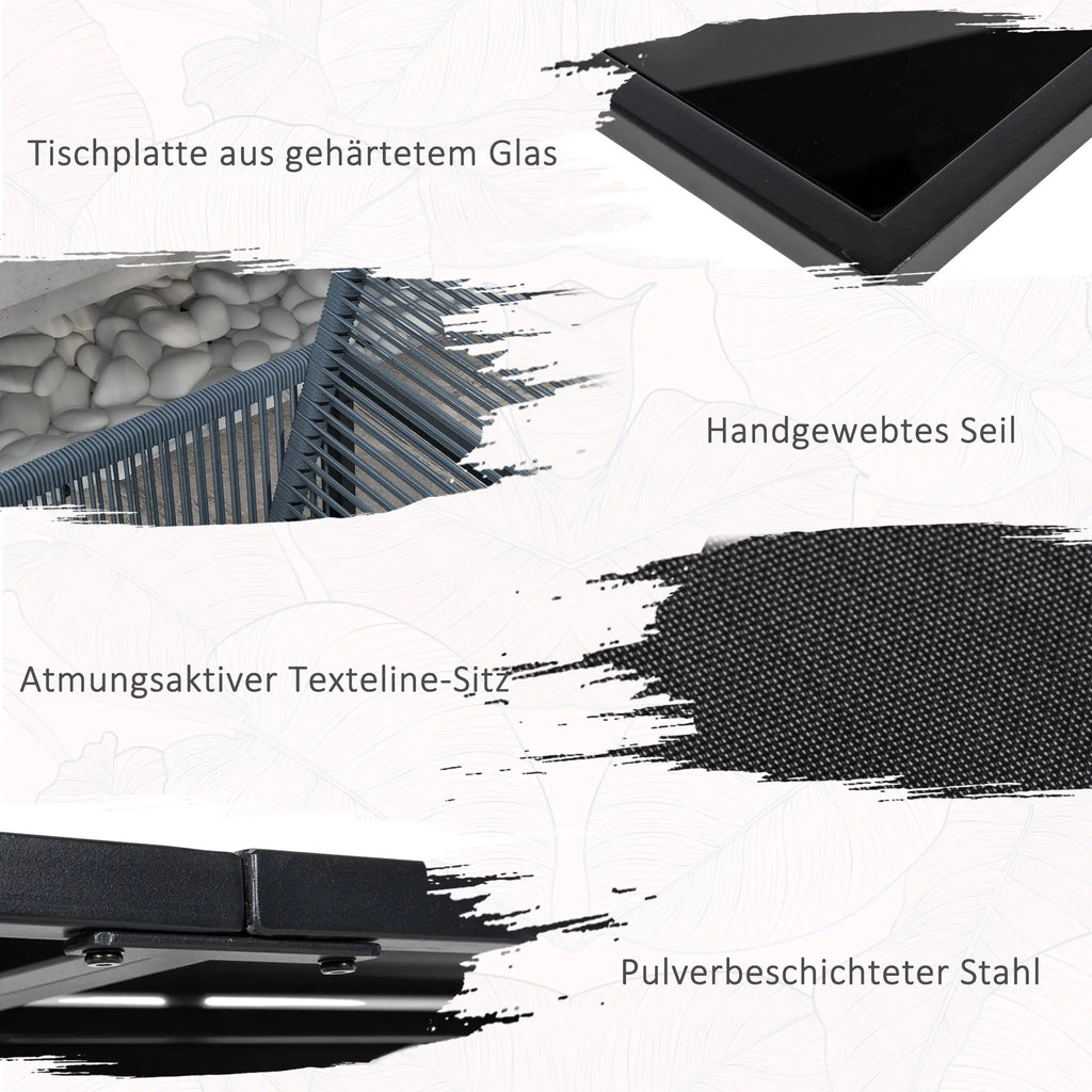 Outsunny Gartenmöbel-Set 4-Sitzer platzsparend klappbar