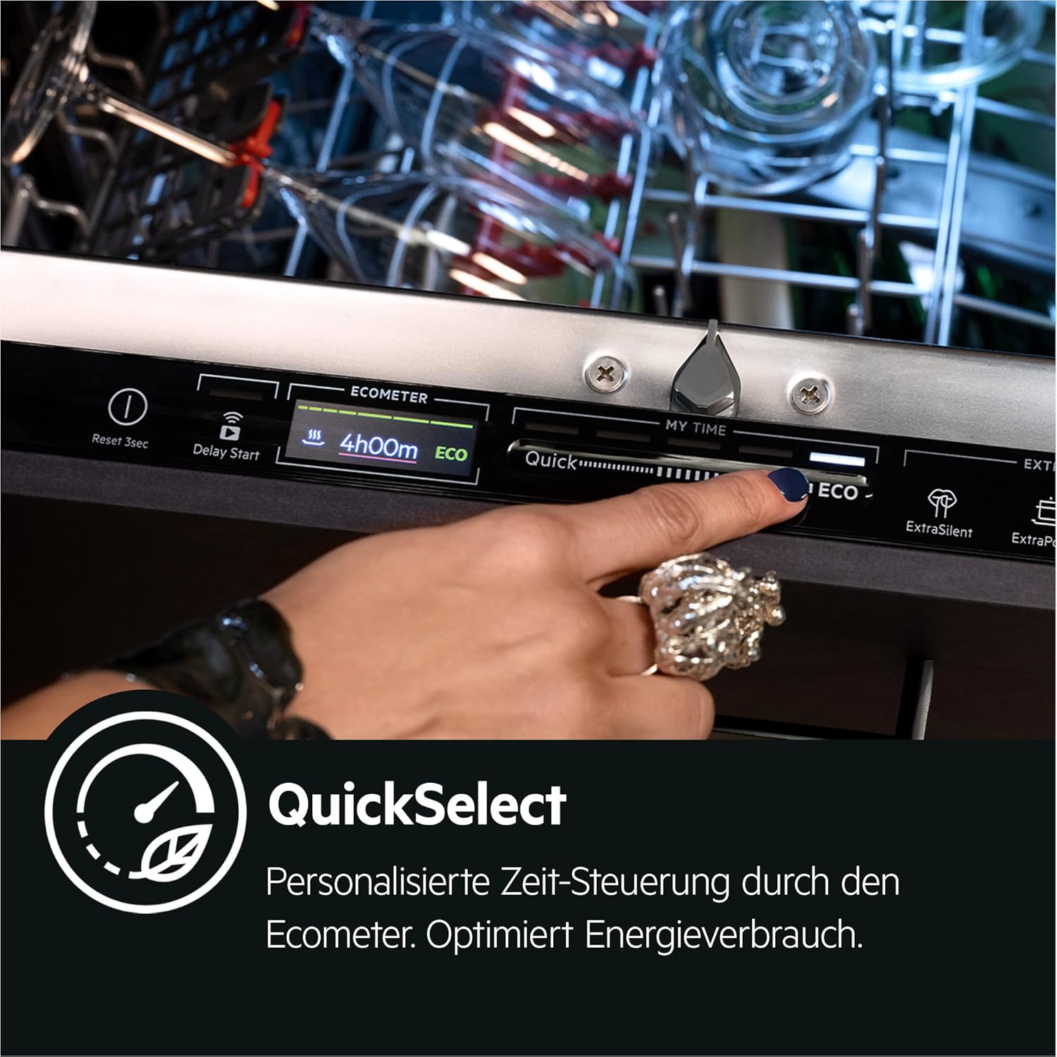 AEG Vollintegrierter Geschirrspüler 60cm, Spülmaschine Serie 7000: mit Glasschutz, Energieklasse A, Besteckschublade, personalisierte Zeit-Steuerung, leise 41dB, ComfortRails, Wasserstopp, FSE7676AP