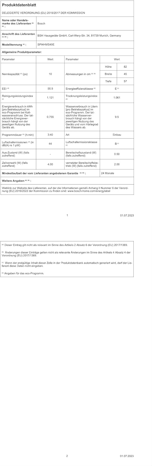 Bosch SPV2IKX10E Serie 2 Smarter Geschirrspüler vollintegriert, 45 cm breit, Besteckkorb, Extra Trocknen auf Knopfdruck, InfoLight roter Lichtpunkt am Boden, AquaStop Schutz gegen Wasserschäden, Weiß