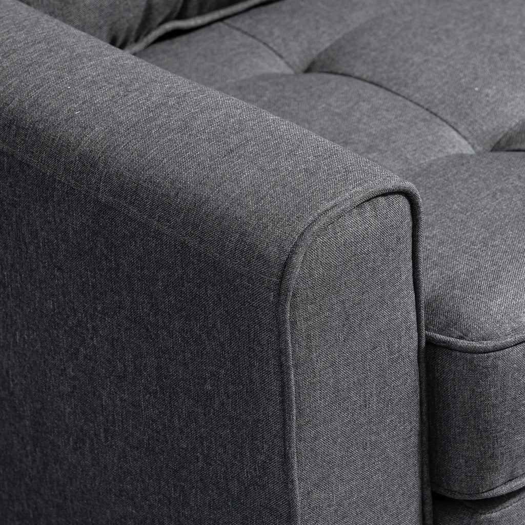 HOMCOM Schlafsofa 2-Sitzer ausziehbar Massivholz Federung Grau