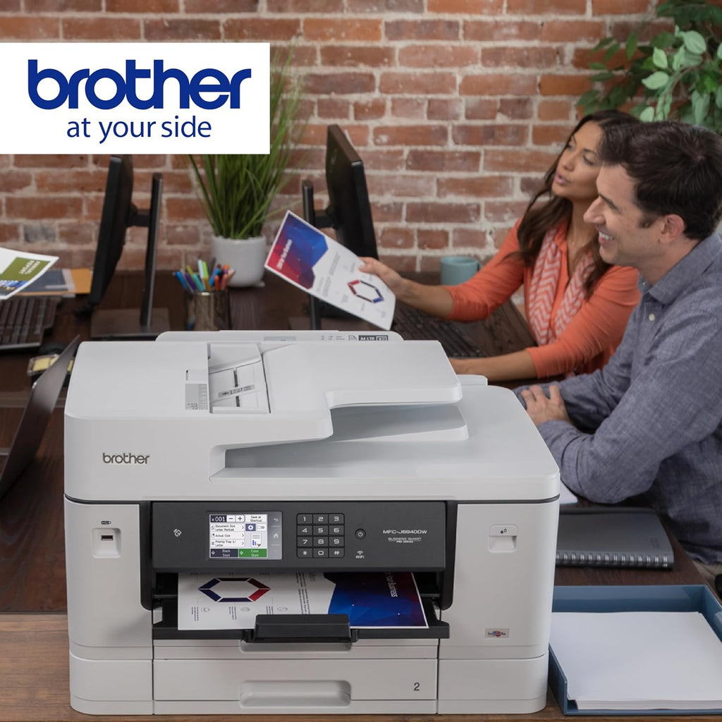 Brother MFC-J6940DW DIN A3 4-in-1 Farbtintenstrahl-Multifunktionsgerät (2 x 250 Blatt Papierkassette, Drucken, scannen, kopieren, faxen), Weiß, Mittel