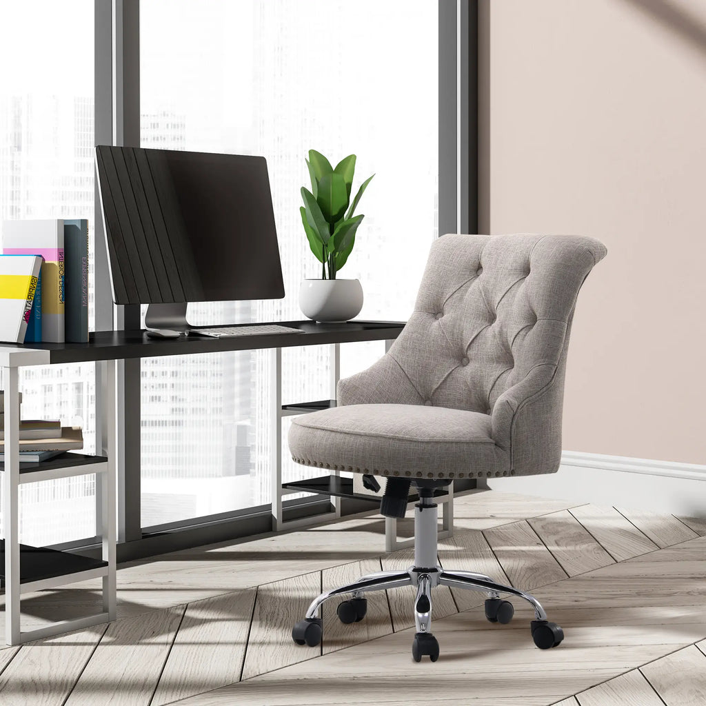 HOMCOM Polsterstuhl Bürostuhl höhenverstellbar Chesterfield Design