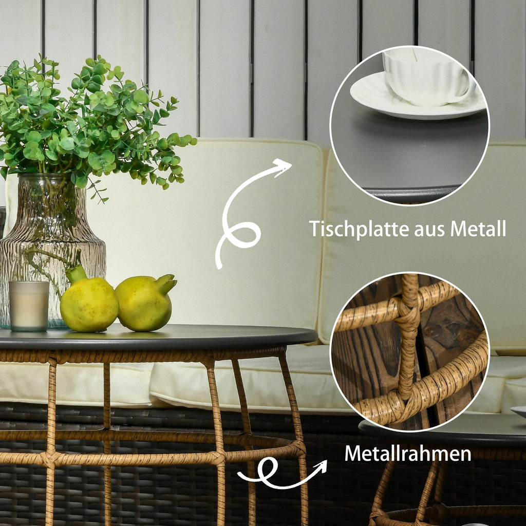 Outsunny Gartentisch 2er-Set stapelbar keine Montage Boho