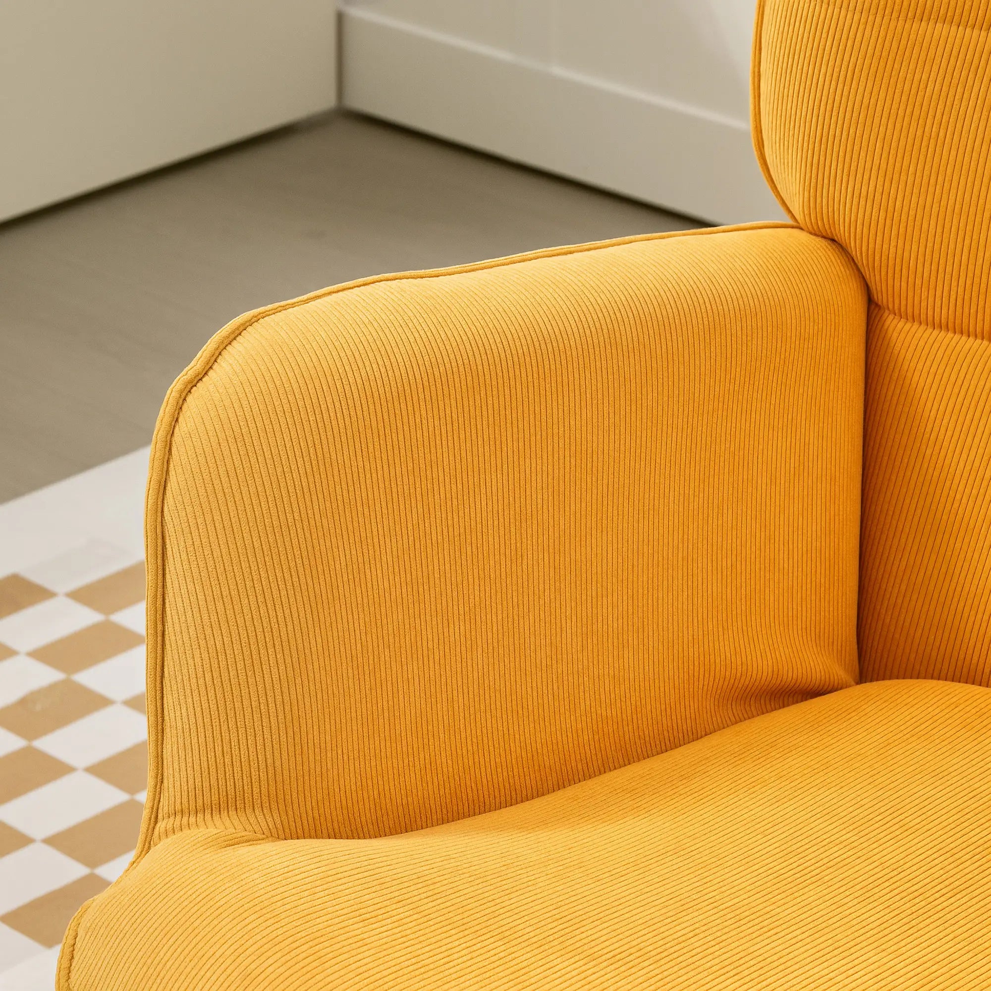 HOMCOM Relaxsessel mit Hocker Lesesessel Set Buchenholzbeine Cordoptik Orange