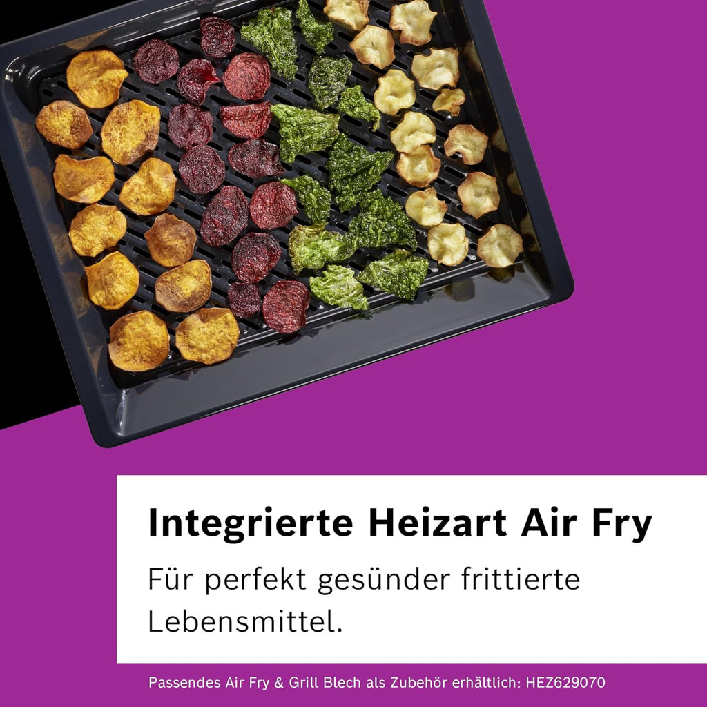 Bosch HMG7361B1, Serie 8 smarter Einbau-Backofen mit Mikrowellenfunktion, 60 x 60 cm, Made in Germany, Schwarz, Air Fry, Digitaler Bedienring, Touchdisplay, Automatikprogramme, Reinigungsunterstützung