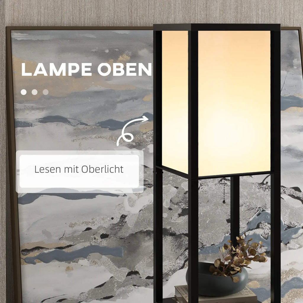 HOMCOM Stehleuchte mit Regal und sanftem Licht für Wohnzimmer