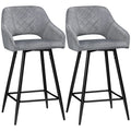 HOMCOM Barhocker 2er-Set mit Rückenlehne und Fußstütze grau