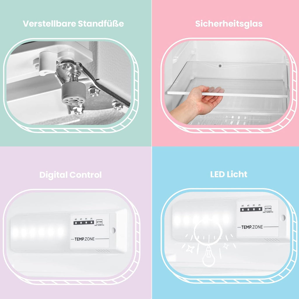 Comfee' RCB169DK3 Kühlschrank mit Gefrierfach 150cm Höhe/Kühl-/Gefrierkombination/Low Frost/174L/leise Kühlgefrierkombi 38dB/Einstellbare Kühlschranktemperatur/LED-Licht/156 kWh/Jahr/Schwarz