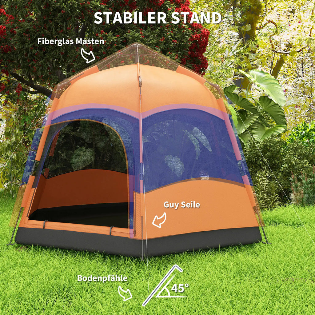 Outsunny Campingzelt Quick-Up 4-6 Personen doppelwandig Outdoor