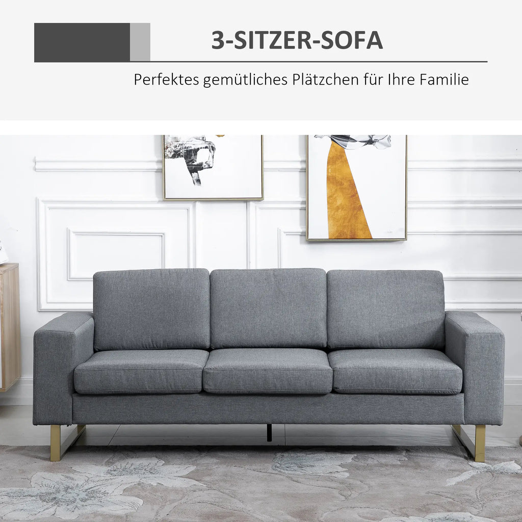 HOMCOM 3-Sitzer Sofa minimalistisches Design hoher Komfort Dunkelgrau