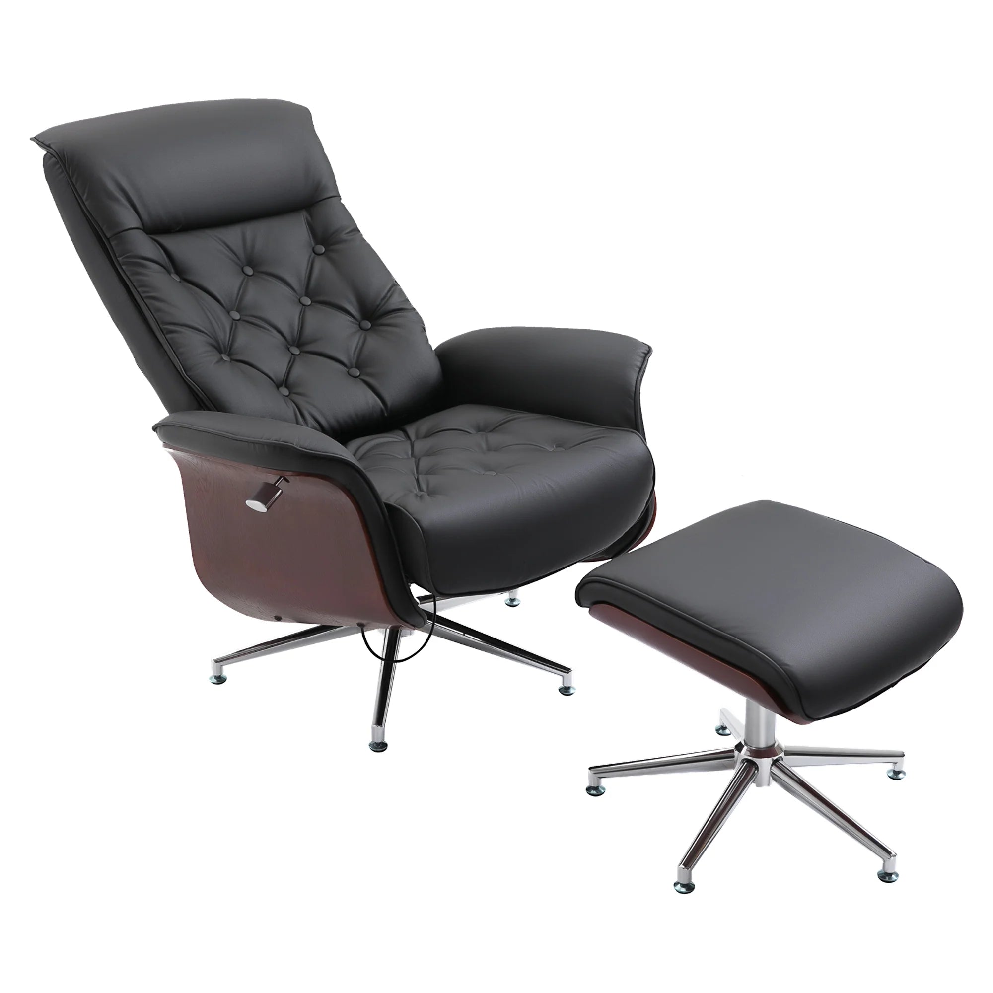 HOMCOM Relaxsessel mit Hocker 360° drehbar 145° neigbar Chesterfield