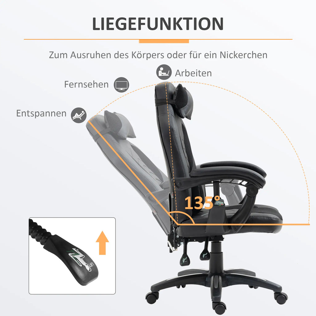 HOMCOM Gamingstuhl Massagefunktion Heizfunktion ergonomisch
