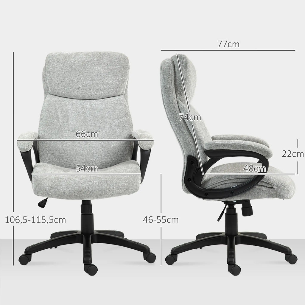 HOMCOM Ergonomischer Bürostuhl mit Wippfunktion – Hellgrau