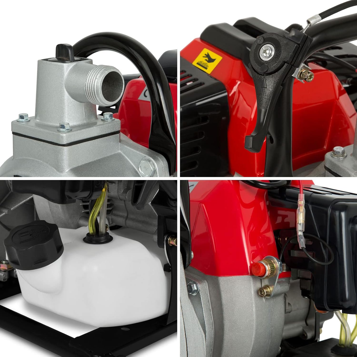 EBERTH 5,5PS Wasserpumpe mit 30.000l/h und 30m Förderhöhe, 2 Zoll Anschluss, Gartenpumpe Schmutzwasserpumpe mit 4-Takt-Motor und 7m Ansaughöhe, Benzin Pumpe, Seilzugstart, Metallfuß, Tragegriff