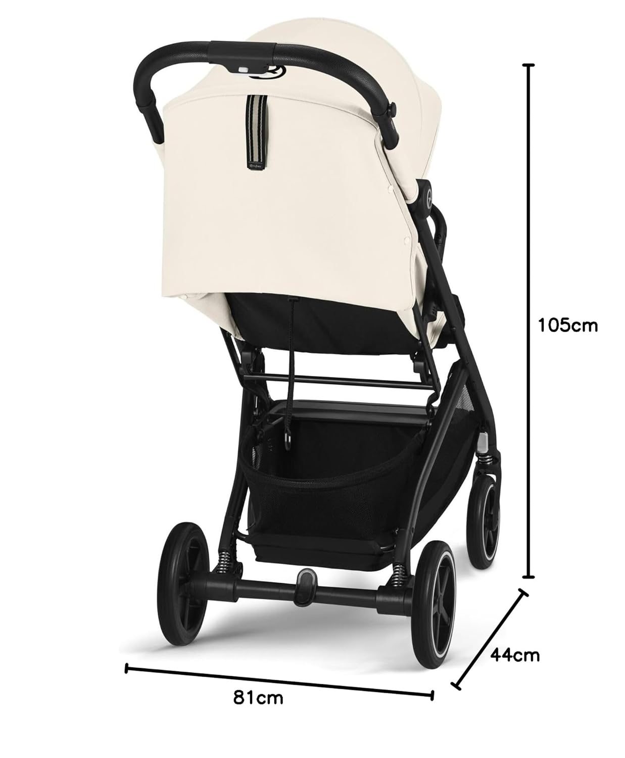 Cybex Gold Kinderwagen Beezy mit One-Pull Harness, Ab Geburt bis ca. 4 Jahre (max. 22 kg), Kompakt und ergonomisch, Almond Beige (Beige mit schwarzem Rahmen)