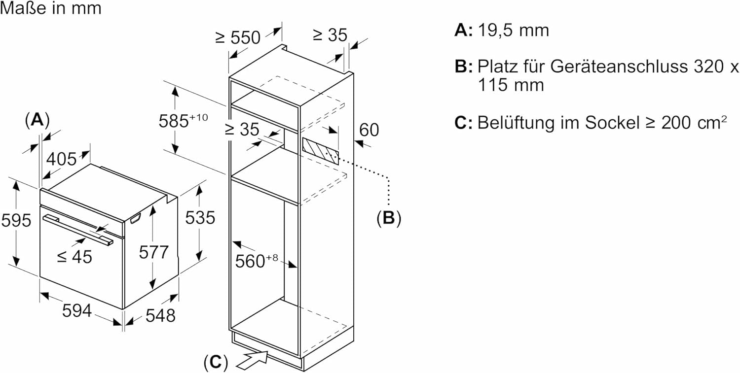 Bosch HMG7361B1, Serie 8 smarter Einbau-Backofen mit Mikrowellenfunktion, 60 x 60 cm, Made in Germany, Schwarz, Air Fry, Digitaler Bedienring, Touchdisplay, Automatikprogramme, Reinigungsunterstützung