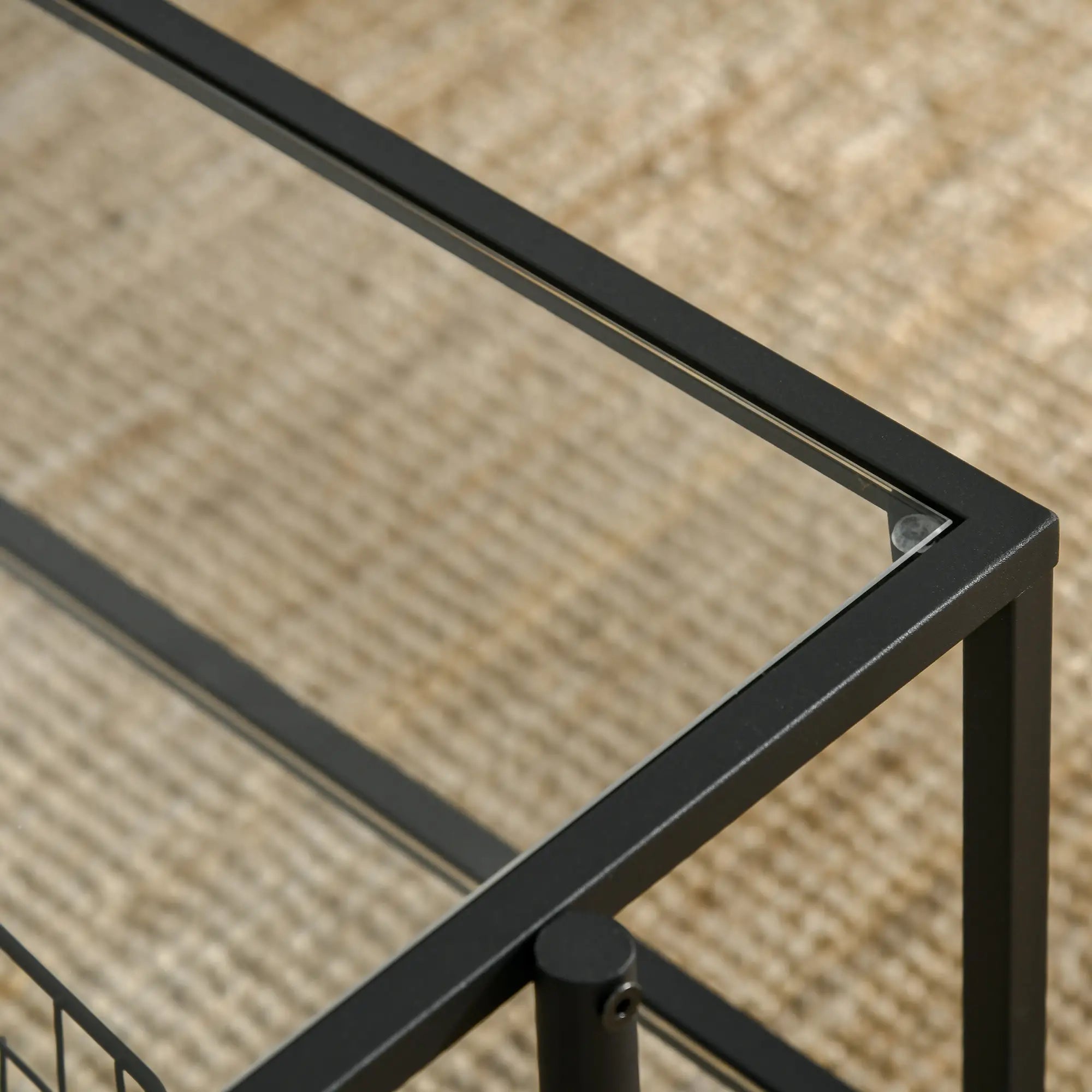 HOMCOM Couchtisch mit Ablagefach Glas Sofatisch elegantes Design