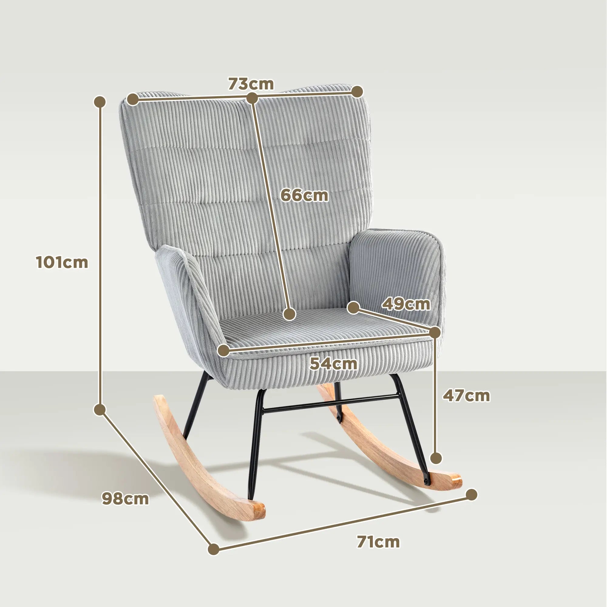 HOMCOM Schaukelstuhl Wohnzimmer Stillstuhl Kordoptik Holzkufen