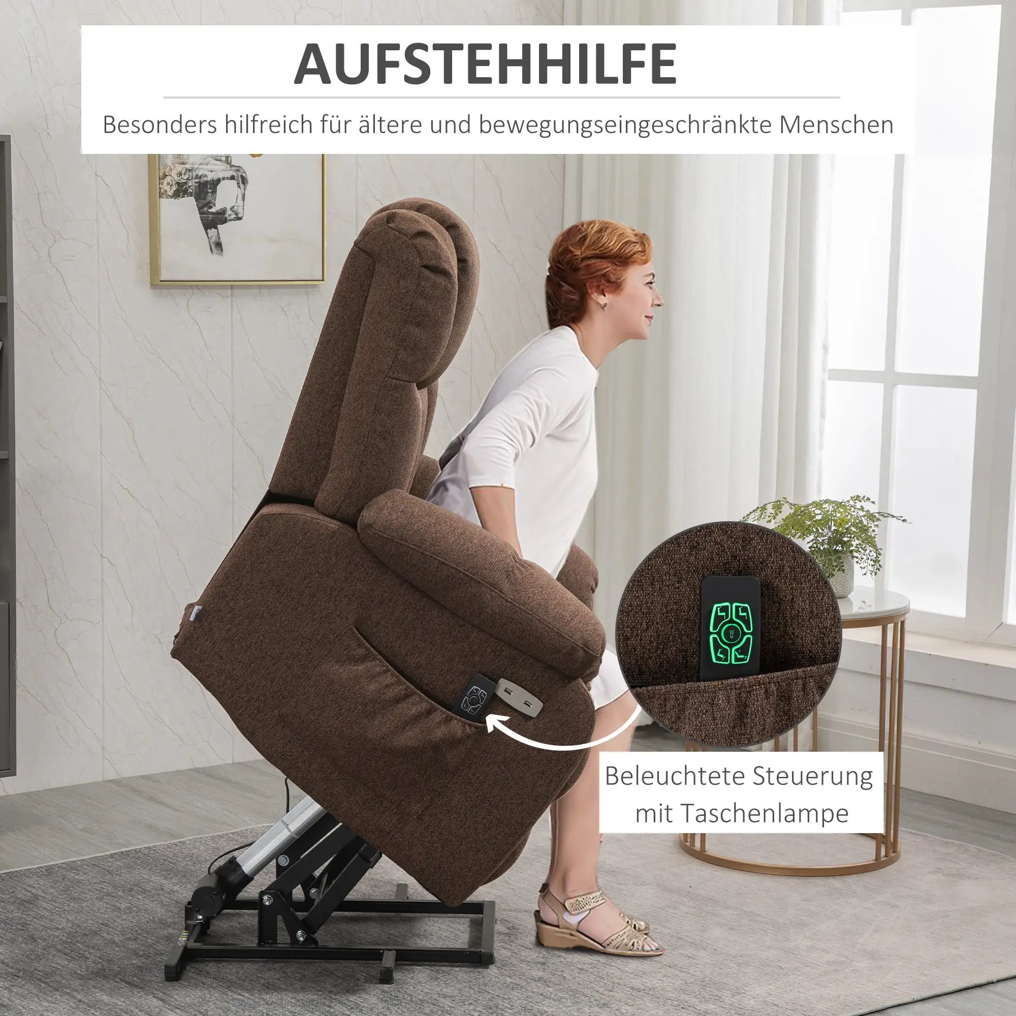 HOMCOM Aufstehsessel Relaxsessel elektrisch Liegefunktion USB